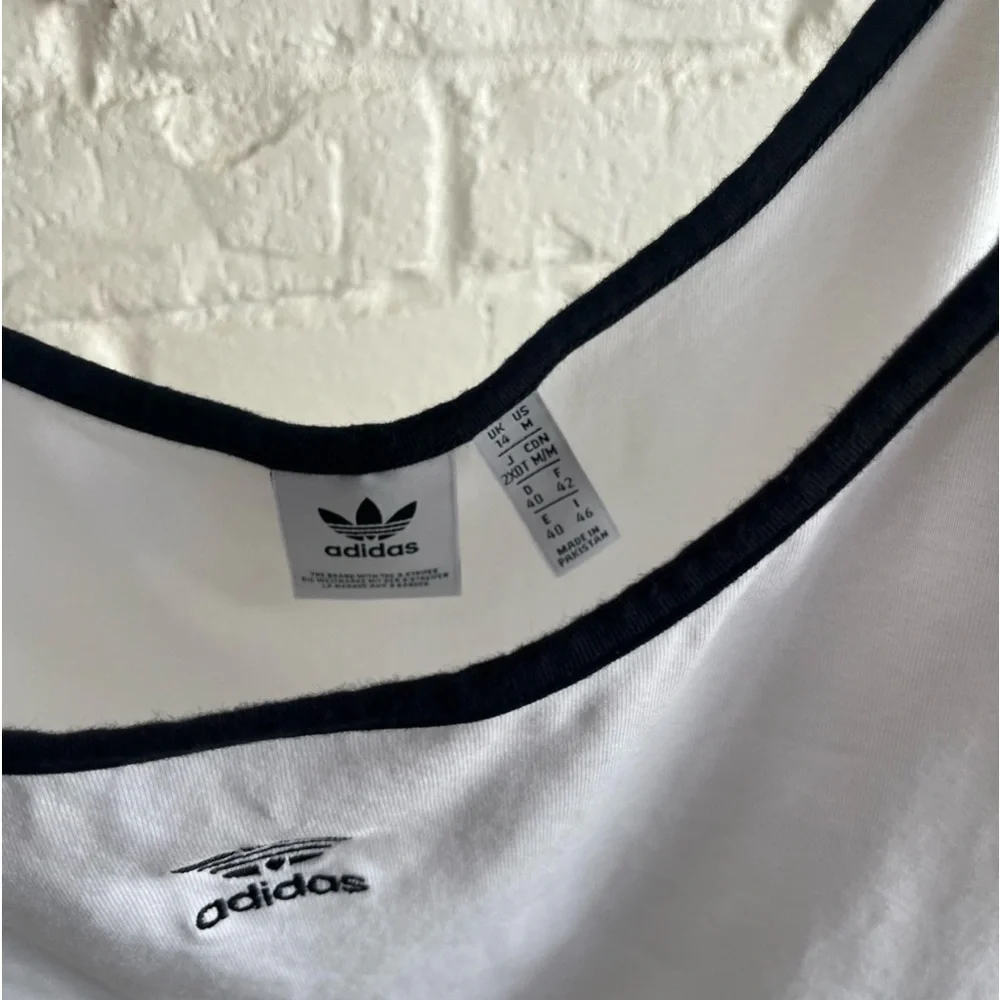 adidas White and Black Cropped Tank Top